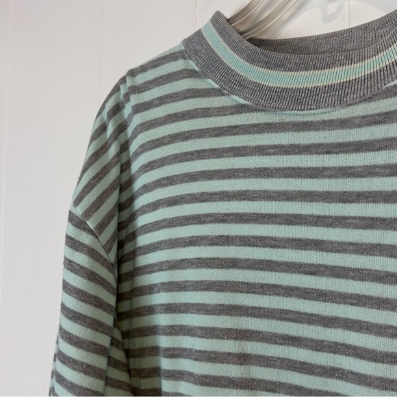 Vintage 80’s Pastel Mint Green Stripe Fairy Kei Kawaii Sweatshirt Size L - Picture 3 of 10